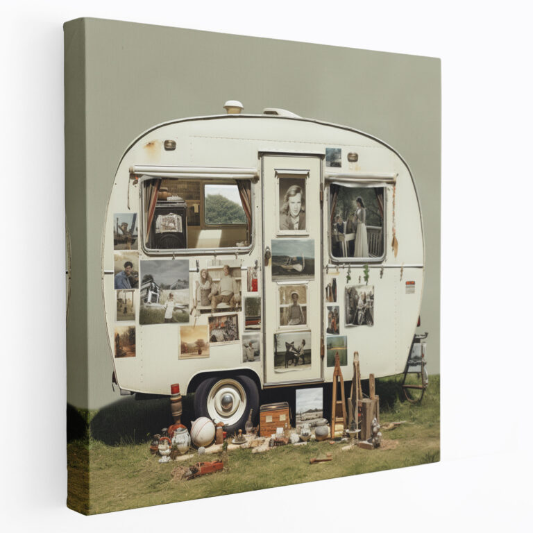 Caravan Wall Art - Timeless Collage Journey - Caravan, Collage Artwork, Caravan, Home Decoration
