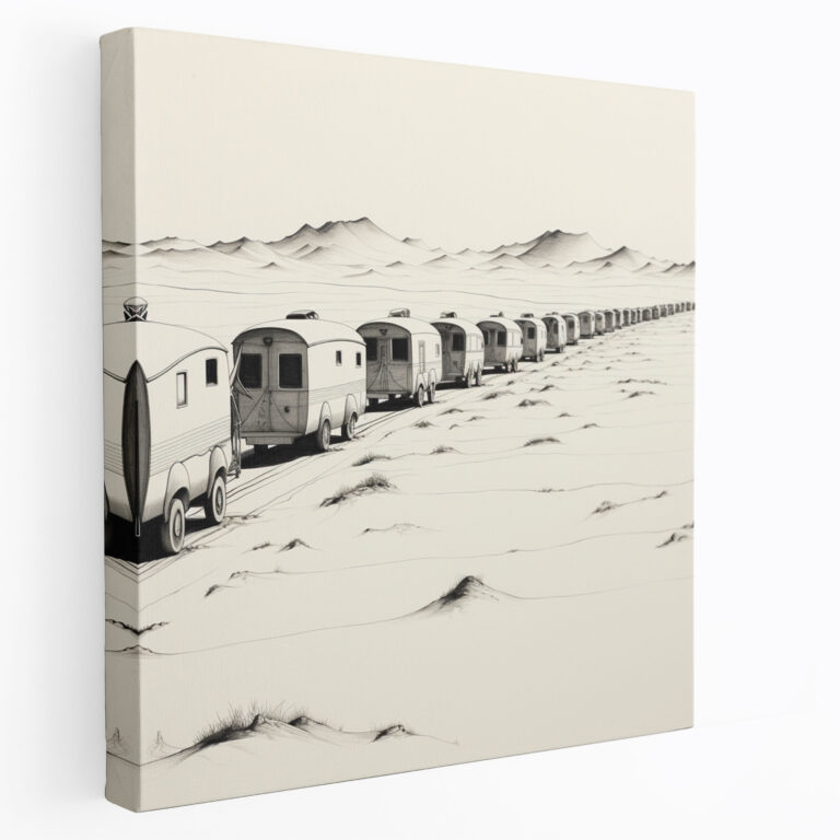 Caravan Canvas Print - Minimalistic Desert Ballet - Caravan, Wall Decoration, Canvas Print, Canvas Wall Art