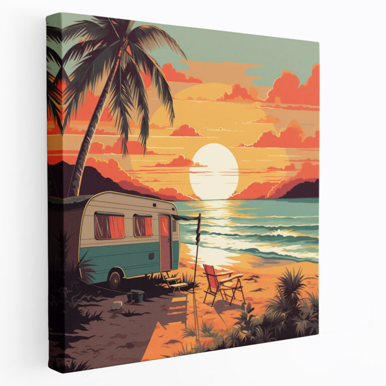 Vintage Caravan Canvas Print - Caravan, Home Decoration, Canvas Wall Art, Retro