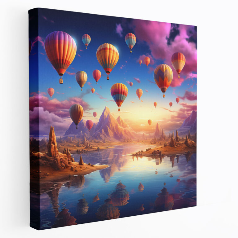 Dreamlike Hot Air Balloon Caravan Wall Art - Caravan, Surreal Digital Painting, Wall Art, Wonder