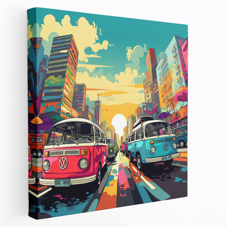 Retro Campervan Adventure Canvas Print - Caravan, Canvas Print, Canvas, Wall Art