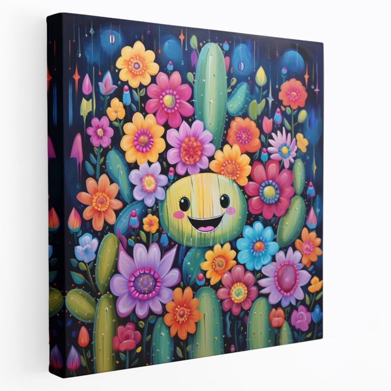 Cactus Canvas Print - Whimsical Acrylic Wall Art - Cactus, Whimsical Painting, Wall Decoration, Home Decoration