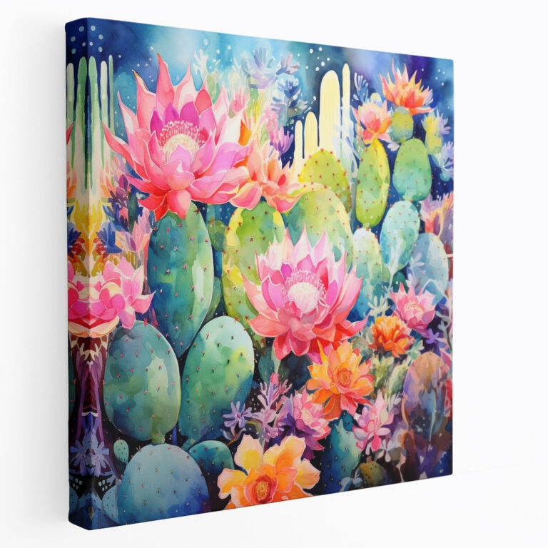 Colorful Cactus Canvas Print - Cactus, Colors, Vibrant, Wall Art