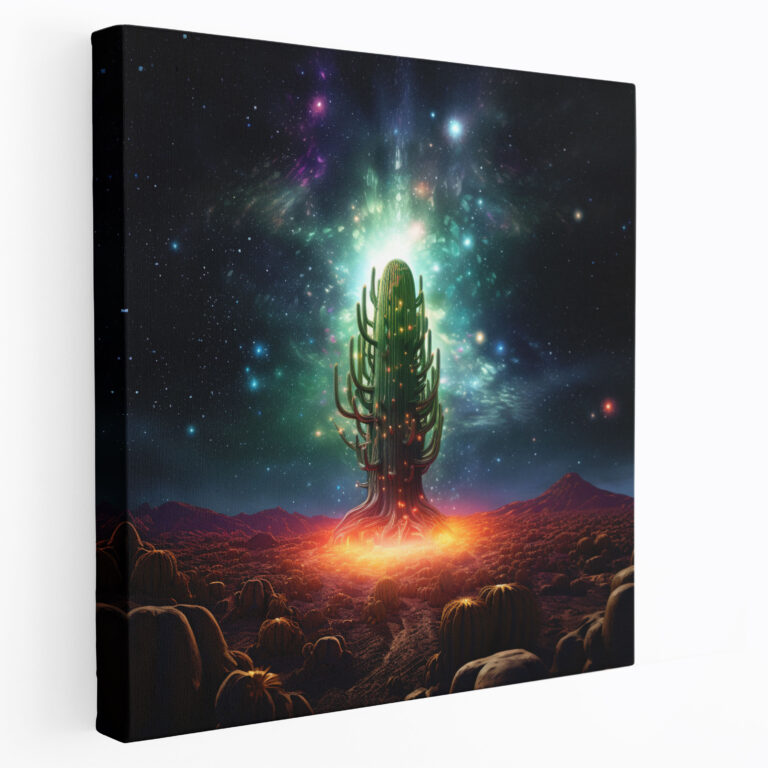 Cosmic Cactus Wall Art - Cactus, Galaxy, Wall Art, Canvas Wall Art