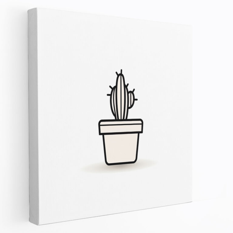 Minimal Cactus Wall Decoration - Cactus, Elegant, Simple, Canvas Print
