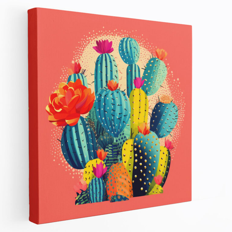 Funky Cactus Wall Art - Cactus, Wall Decoration, Wall Art, Canvas Wall Art