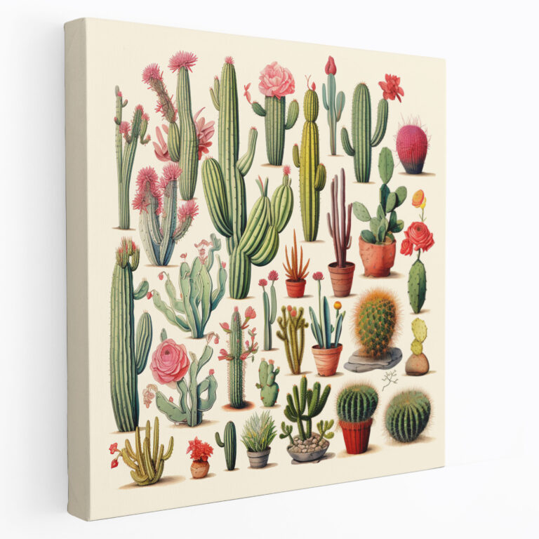 Botanical Cacti Wall Art - Cactus, Cactus, Canvas Wall Art, Cactus Species