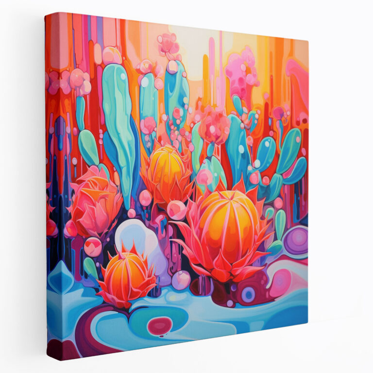 Abstract Cactus Canvas Print - Acrylic Painting - Wall Art - Cactus, Canvas Print, Vibrant Colors, Abstract Acrylic Painting