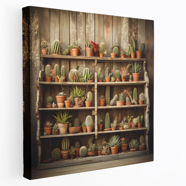 Rustic Cactus Canvas Print - Cactus, Cactus, Home Decoration, Rustic Charm
