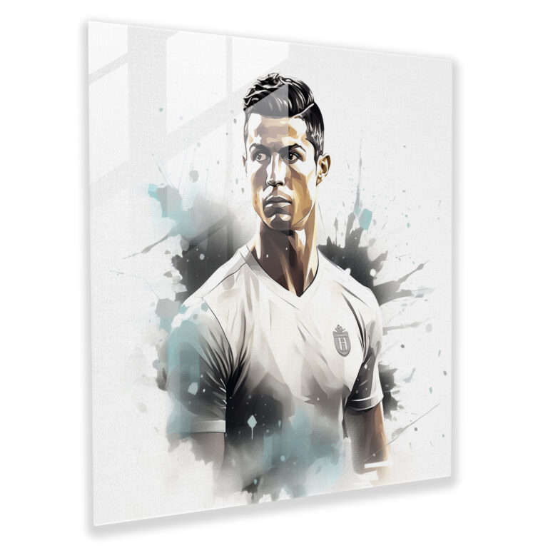 Glass Print - Minimal Ronaldo - Cristiano Ronaldo, Wall Decoration, Clean Lines, Modern Art