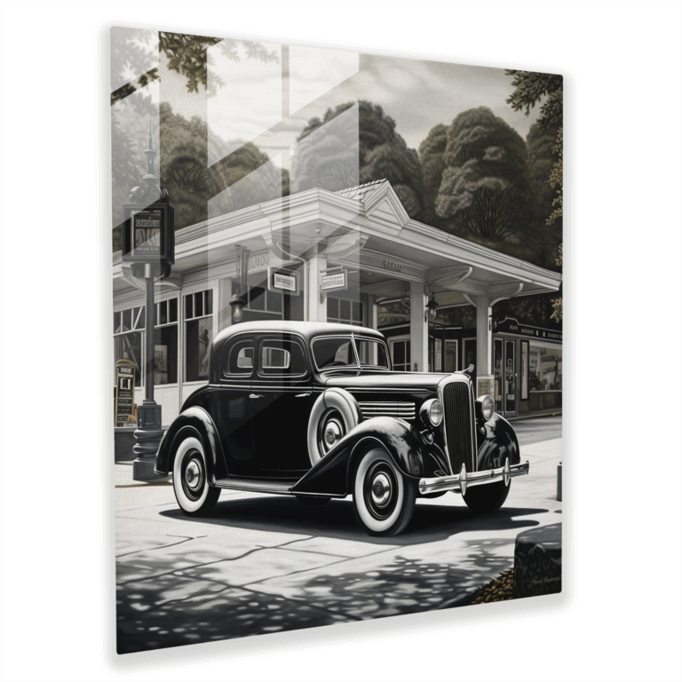 Elegant Retro Car Glass Print Wall Art for Home Decoration