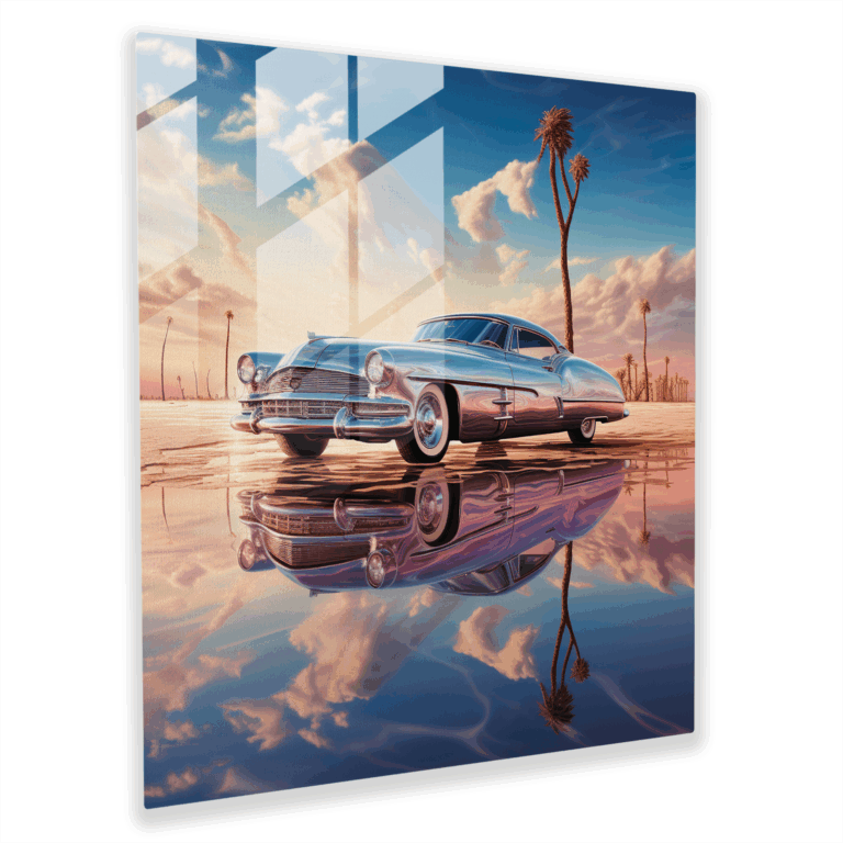 Contemporary Dream Classic Car Glass Print - Modern Art Work, Glass Print, Glass Wall Art, Wall Decoration, Home Decoration