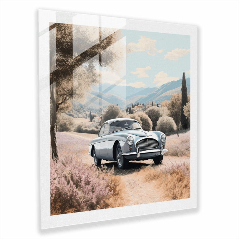 Enchanting Countryside Classic Car Glass Print - Home Decoration, Wall Decor, Glass Print, Glass Wall Art, Modern Art Work