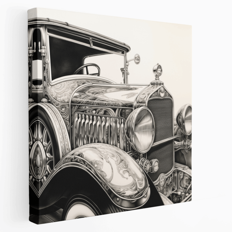 Monochrome Antique Car Canvas Print