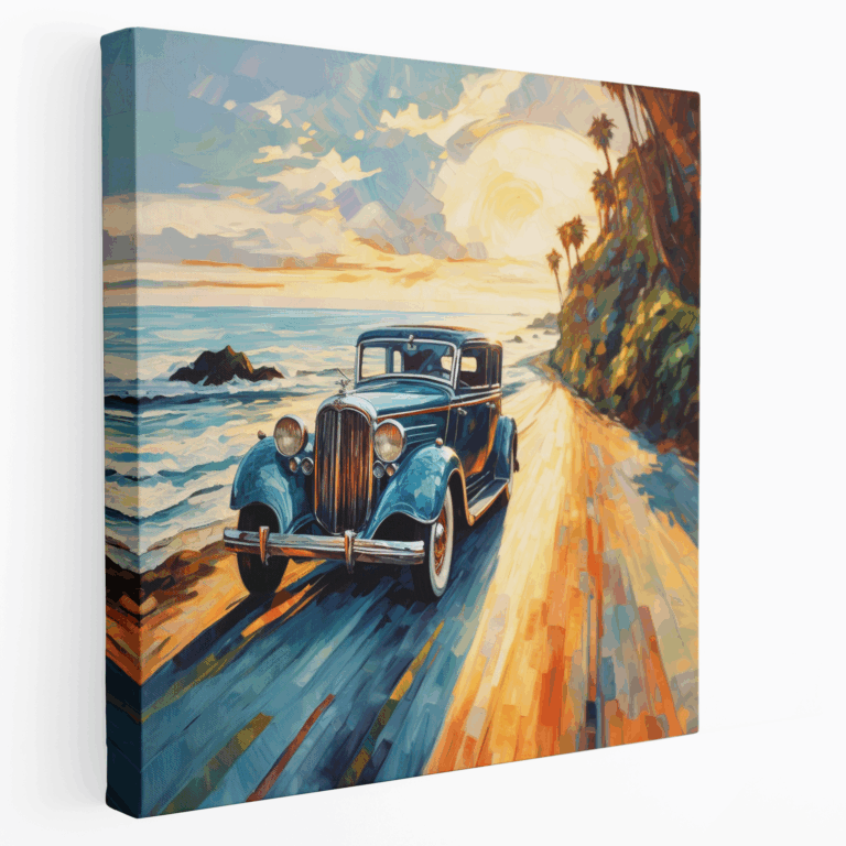 Impressionistic Coastal Car Canvas Print