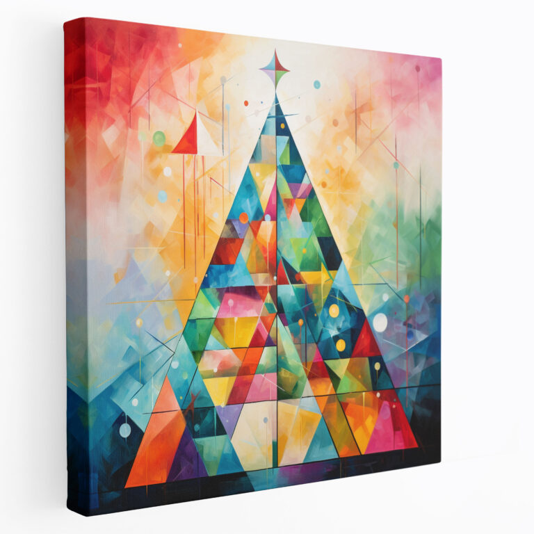 Christmas Canvas Print - Modern Abstract Artwork - Geometric Christmas Tree - Christmas, Wall Decoration, Geometric Shapes, Christmas Tree