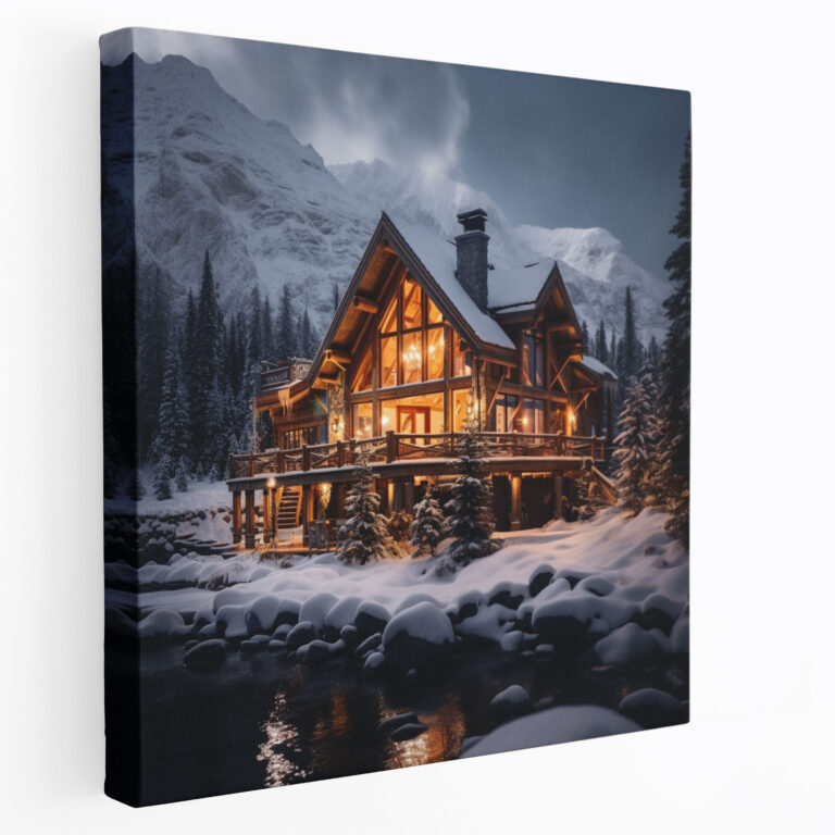 Christmas Cabin Canvas Print - Christmas, Canvas Wall Art, Canvas, Festive Spirit