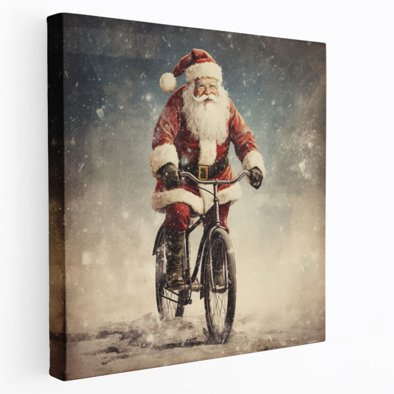 Christmas Wall Art - Retro Santa Claus - Christmas, Canvas, Canvas Print, Vintage Bicycle