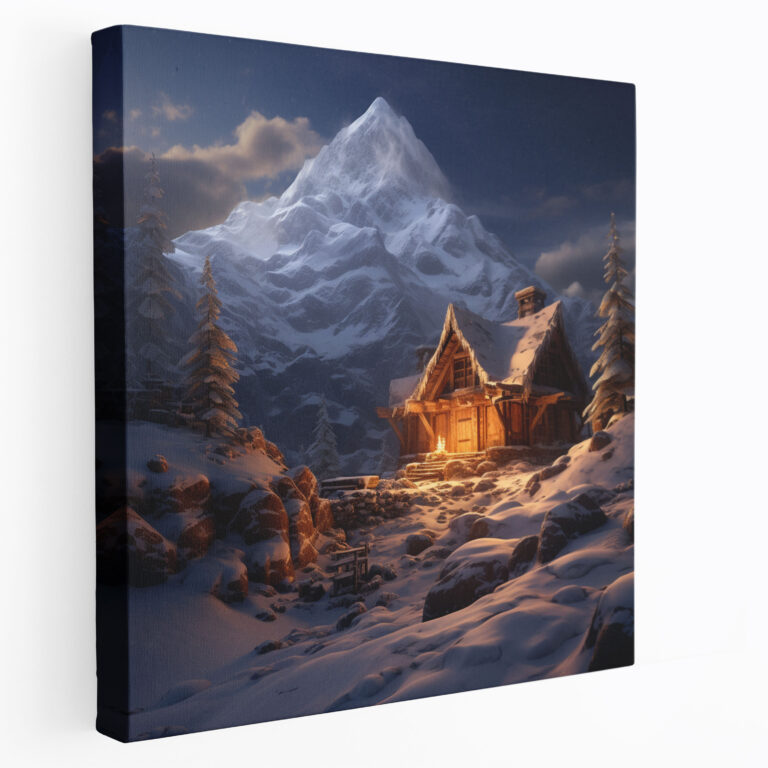 Christmas Cabin Canvas Print - Christmas, Canvas, Home Decoration, Wall Art