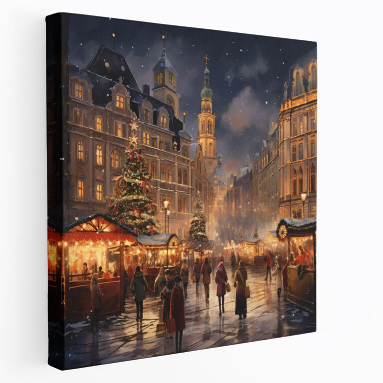 Christmas Market Wall Art - Christmas, Canvas Wall Art, Christmas Market, Home Decoration
