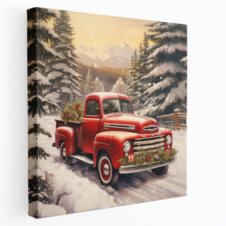 Christmas Pickup Truck Wall Art - Christmas, Wall Decoration, Canvas Print, Christmas