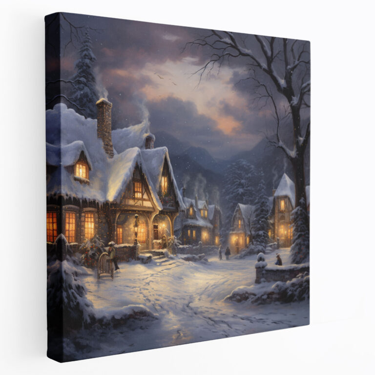 Christmas Village Canvas Print - Christmas, Twinkling Lights, Home Decoration, Canvas Print