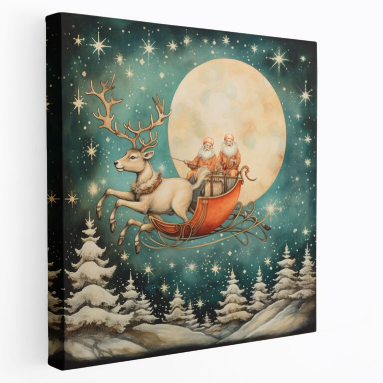 Christmas Hand-Drawn Wall Art - Christmas, Sleigh, Reindeer, Hand-Drawn Illustration