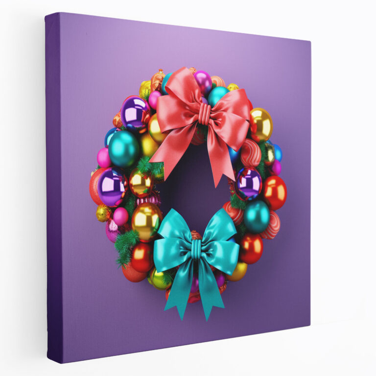 Christmas Pop Art Wreath Canvas Print - Christmas, Canvas Wall Art, Canvas, Canvas Print