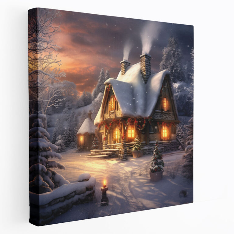 Christmas Cabin Canvas Print - Christmas, Christmas, Home Decoration, Wall Art