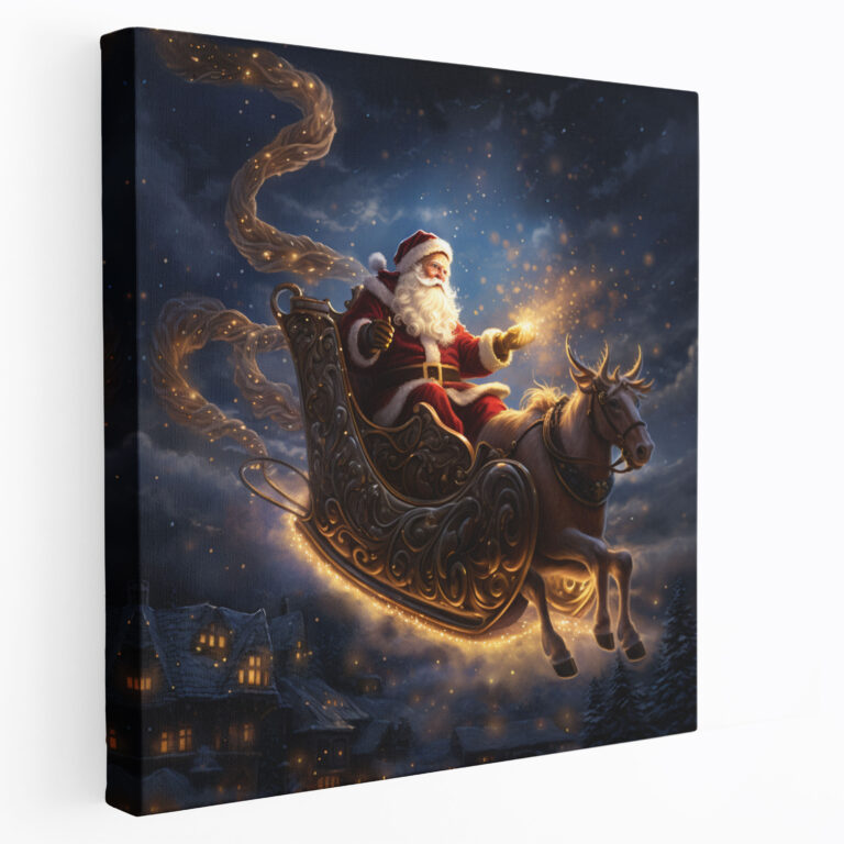 Christmas Santa Sleigh Wall Art - Christmas, Santa Claus, Christmas, Canvas Wall Art