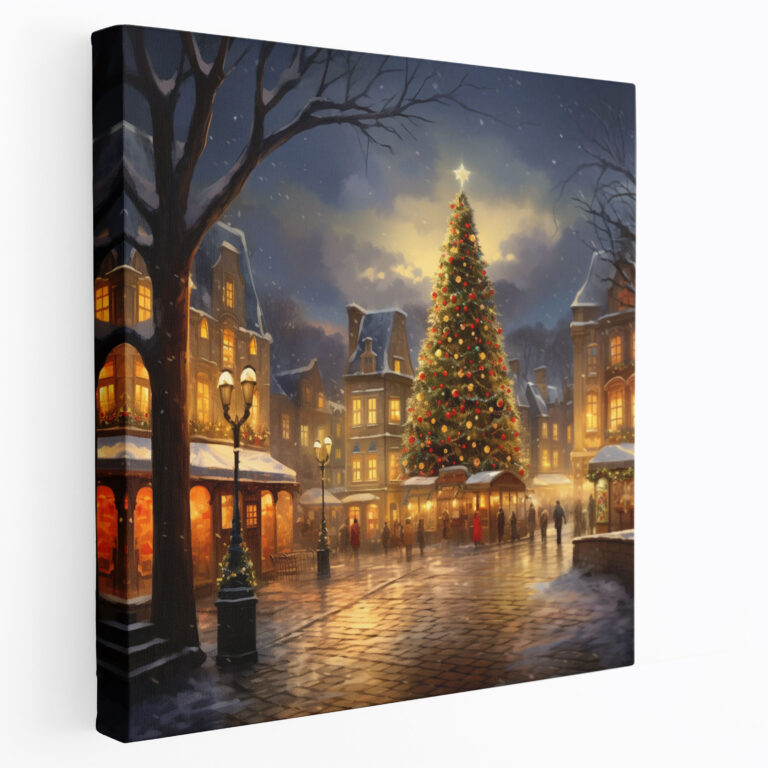 Christmas Town Square Canvas Print - Christmas, Home Decoration, Canvas, Canvas Print