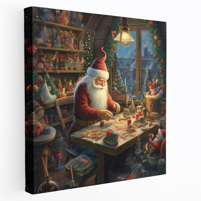 Christmas Santa's Workshop Canvas Print - Christmas, Home Decoration, Wall Decoration, Canvas