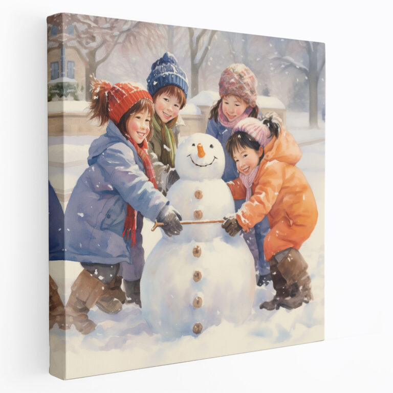 Snowman Fun Canvas Print - Christmas, Canvas, Home Decoration, Happiness