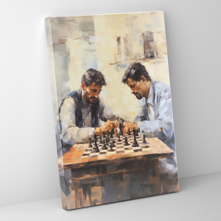 Chess Players Impressionist Canvas Print - Chess, Canvas, Chess Players, Strategic Game
