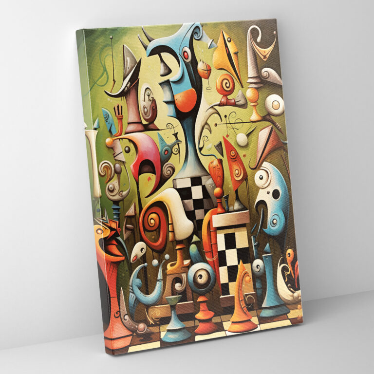 Whimsical Chess Cartoon Canvas Print - Chess, Wall Decoration, Chess, Whimsical Cartoon Artwork