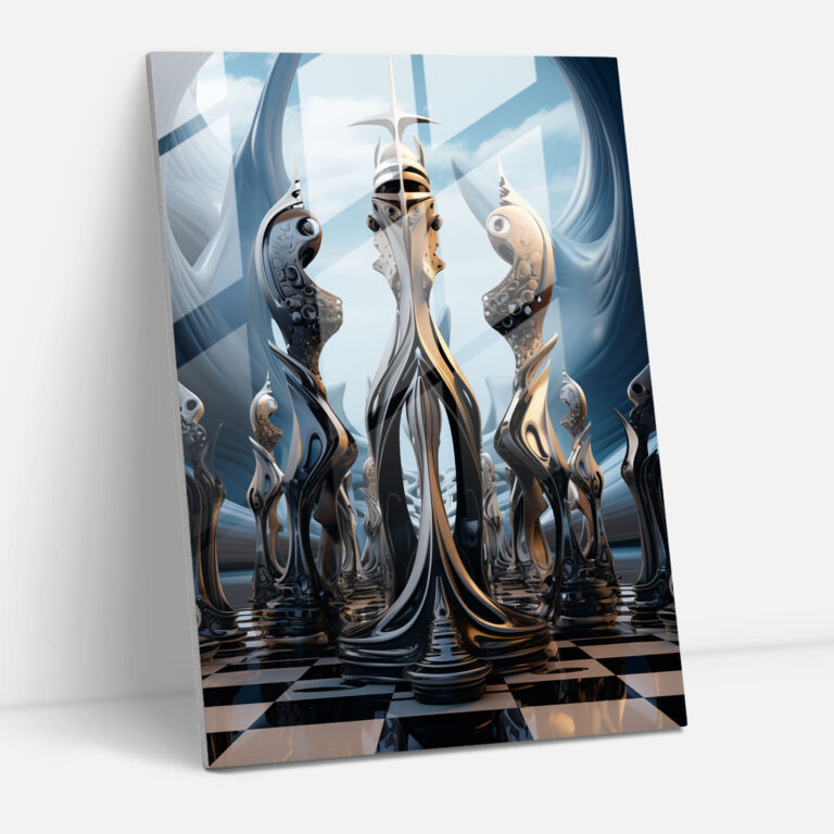 Chess Modern Art Glass Print - Chess, Intricate Chess Pieces, Chess, Wall Decoration