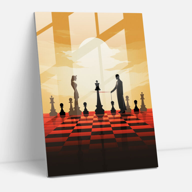 Chess Glass Art - Chess, Strategic Chess Battle, Eternal Struggle, Wall Decoration