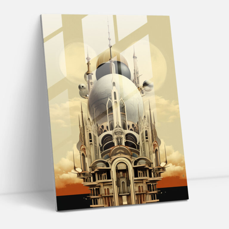 Surreal Church Architecture Glass Print - Church, Glass Art, Modern Art, Digital Collage