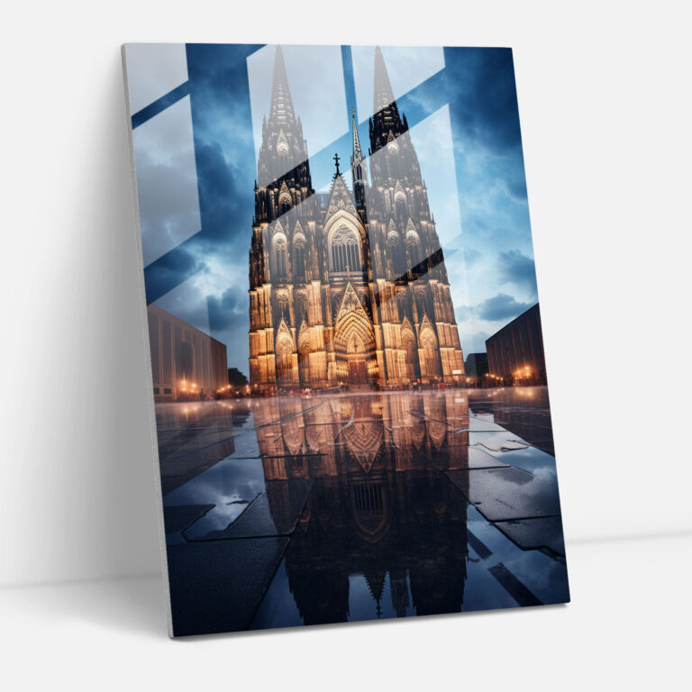 Church Glass Print: Dusk Cathedral - Church, Wall Decoration, Home Decoration, Dusk Cathedral
