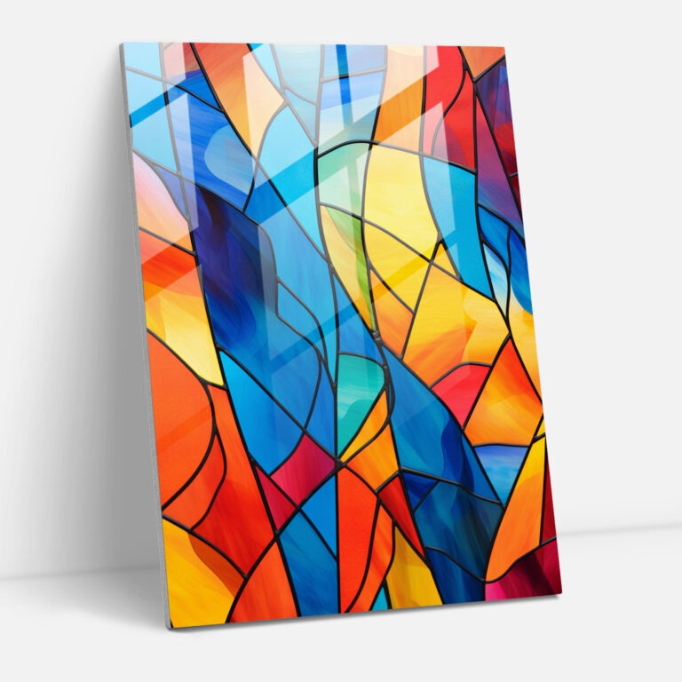Church Glass Wall Art: Abstract Twist - Church, Modern Art, Vibrant Colors, Glass Wall Art