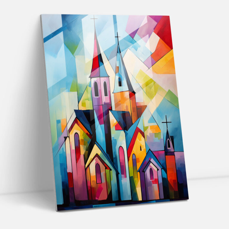 Church Glass Print - Church, Abstract, Church, Abstract Shapes