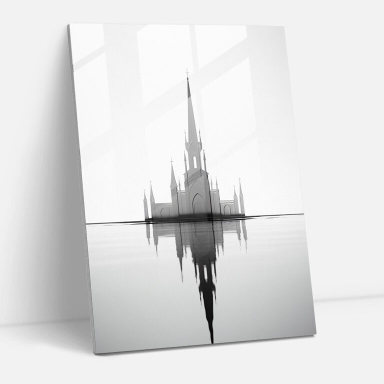 Minimalist Church Glass Print - Church, Glass Wall Art, Sophisticated, Simple Silhouette