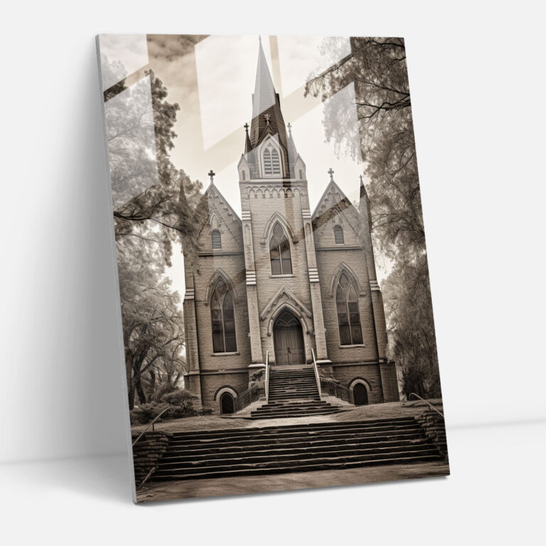 Vintage Church Glass Print - Church, Home Decoration, Intricate Details, Glass Print