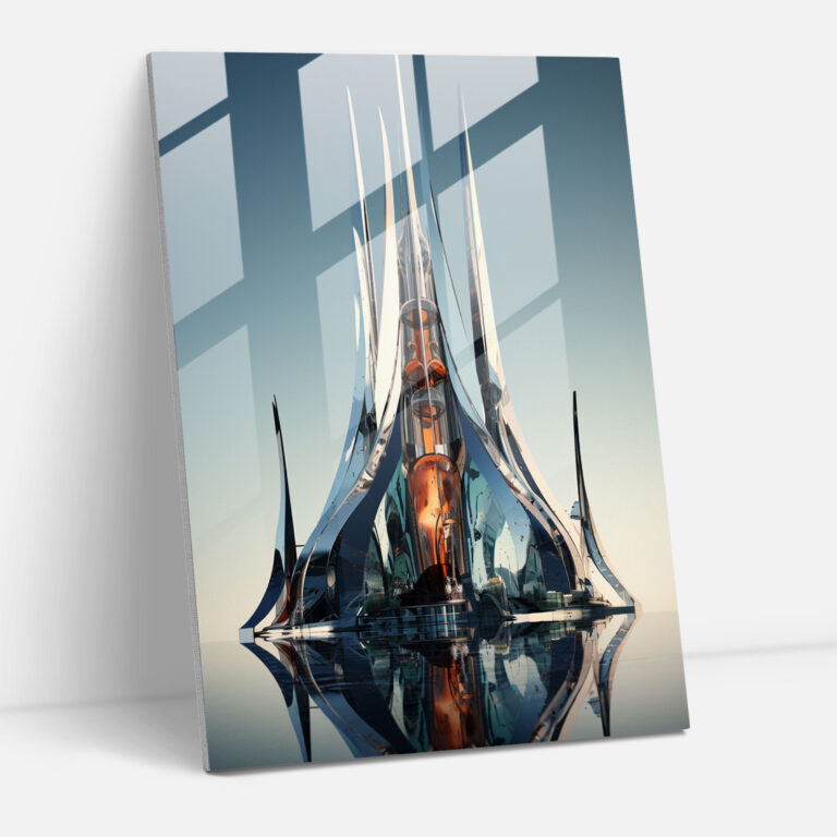 Futuristic Church Glass Print - Church, Metallic Sheen, Glass Print, Contemporary