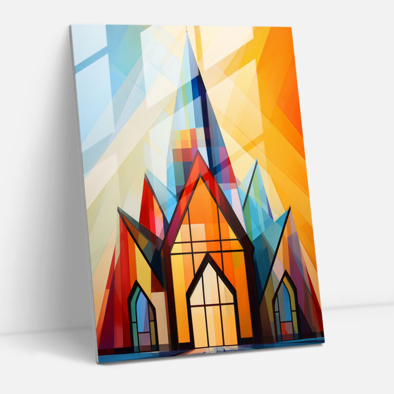Geometric Church Glass Print - Church, Creativity, Geometric Art, Eye-Catching