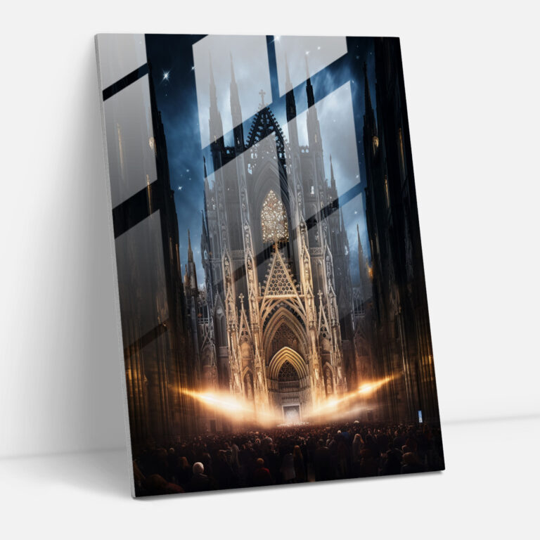 Cathedral Aerial View Glass Wall Art - Church, Modern Art, Sophistication, Aerial View