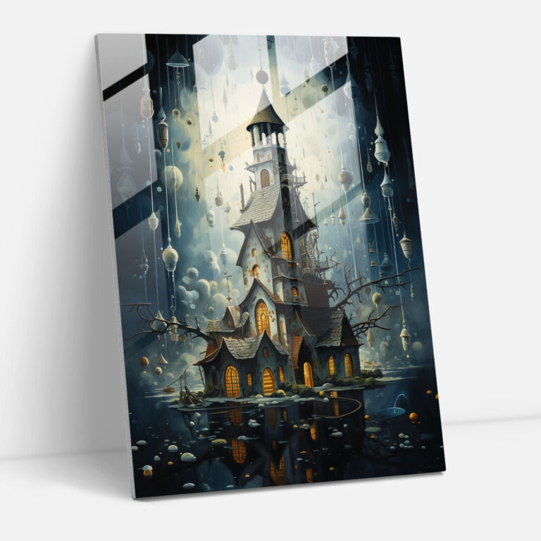 Mysterious Church Glass Print - Church, Modern Art, Home Decoration, Intrigue