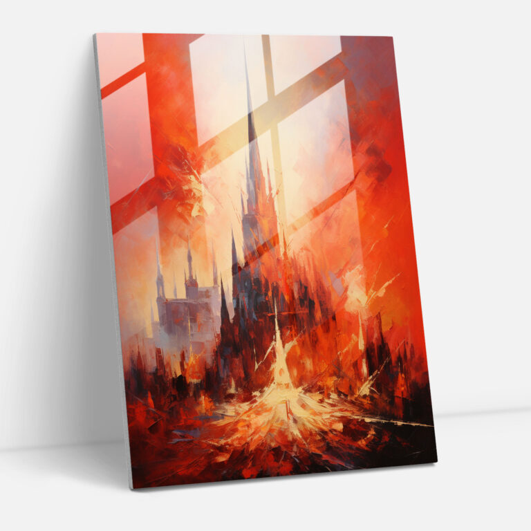Church Glass Print: Abstract Expressionist Painting Of Bold Church Spires - Church, Bold, Church Glass Print, Glass Wall Art