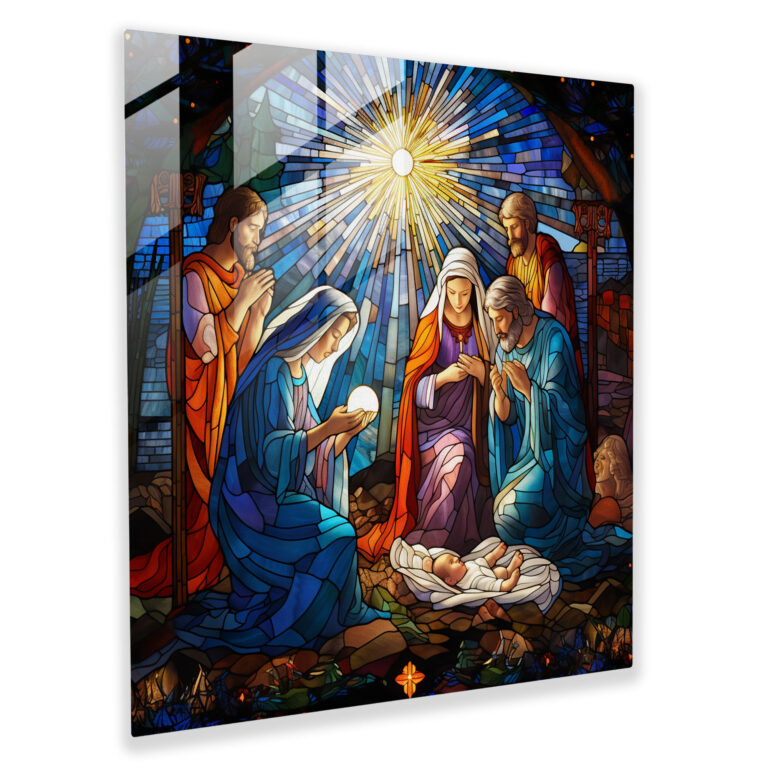 Christmas Nativity Stained Glass Print - Christmas, Wall Decoration, Nativity Scene, Elegance