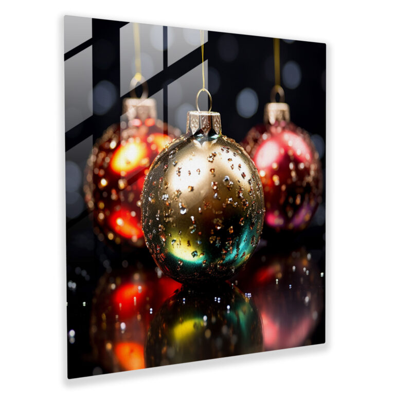 Christmas Sparkling Ornaments Glass Print - Christmas, Glass Wall Art, Magic, Glass Print